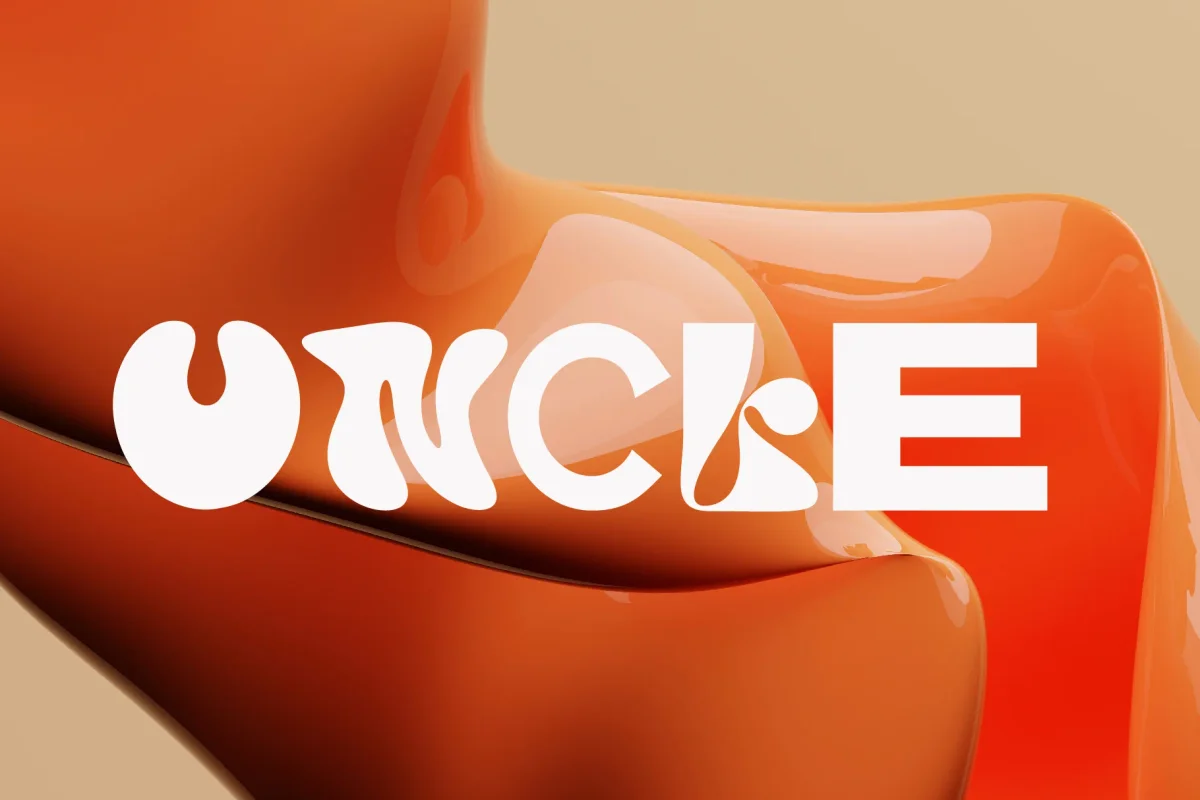 The word "UNCLE" displayed in bold Alpha Punk letters, set against a glossy orange background.