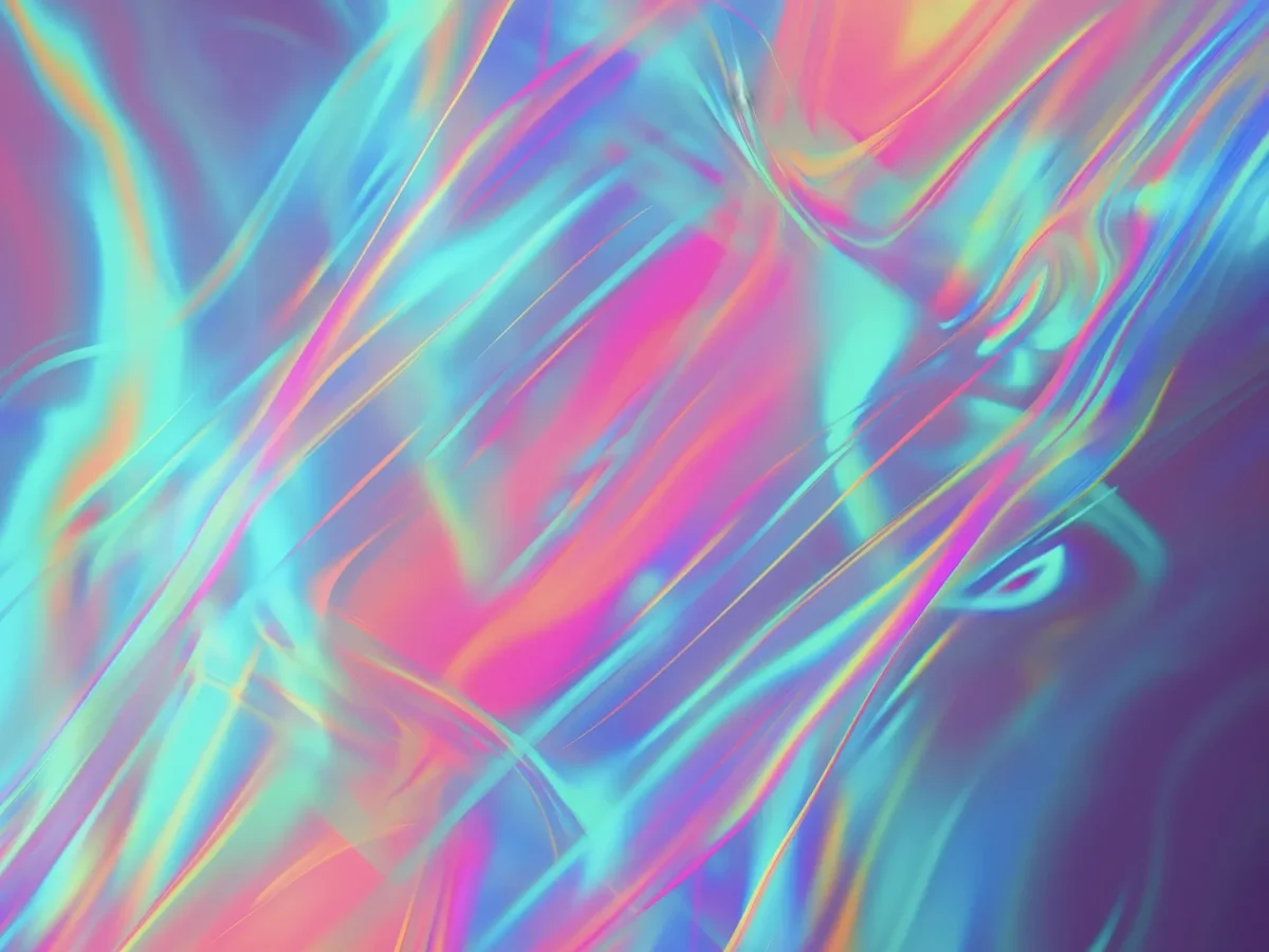 Abstract, flowing pastel colors in blues, pinks, and purples, with a glossy appearance.
