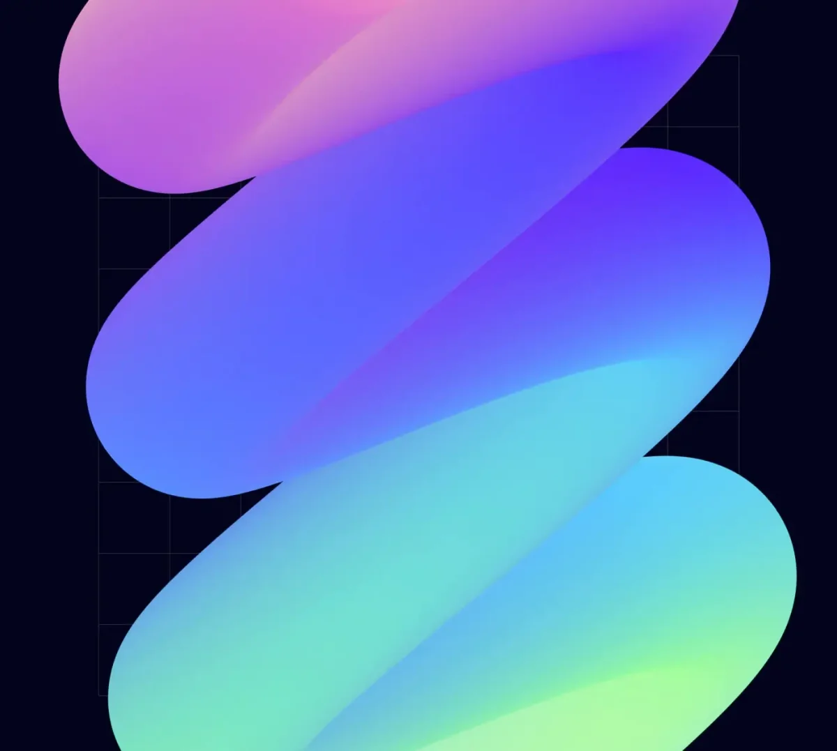 A spiral, ribbon-like shape with smooth transitions of pastel purples, blues, and greens set against a dark background.