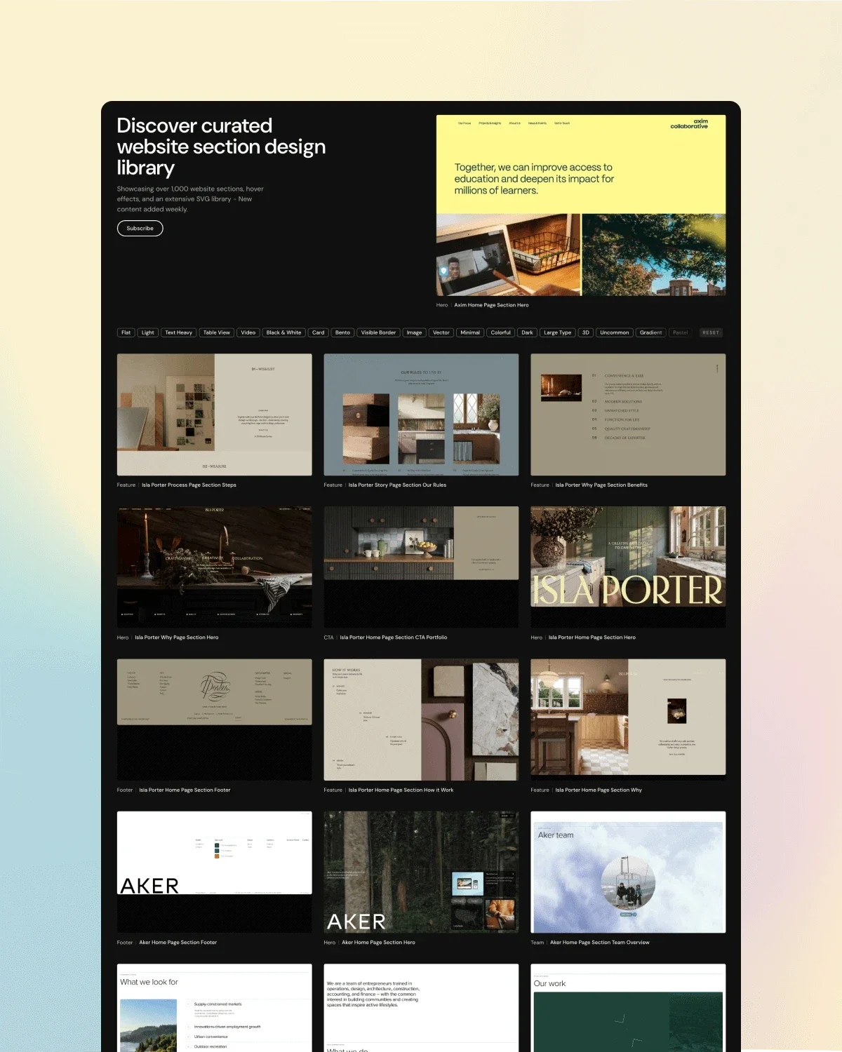 Unsection website screenshot by Designpiq